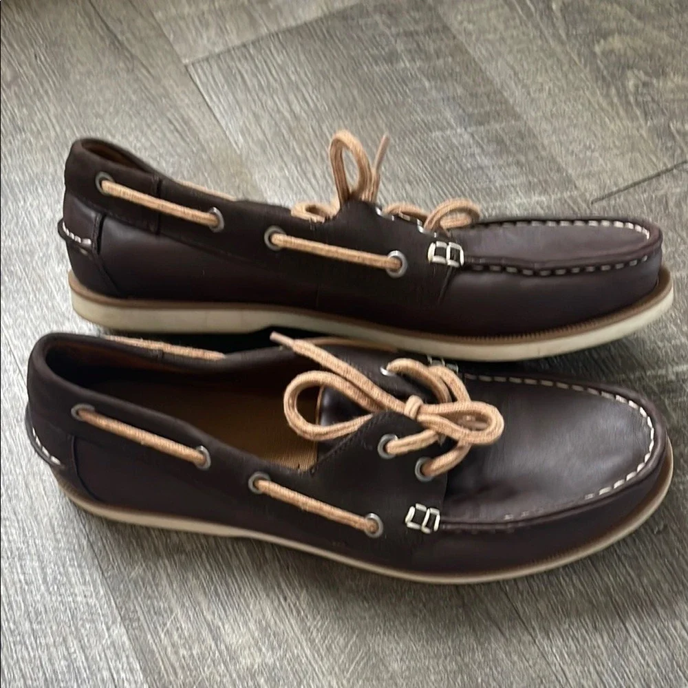 Goodfellow & Co Mens Brown Boat Shoes Faux‎ Leather Nautical Loafers Size 8